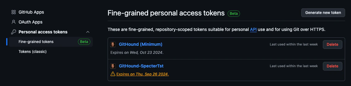 Generate new fine-grained token page
