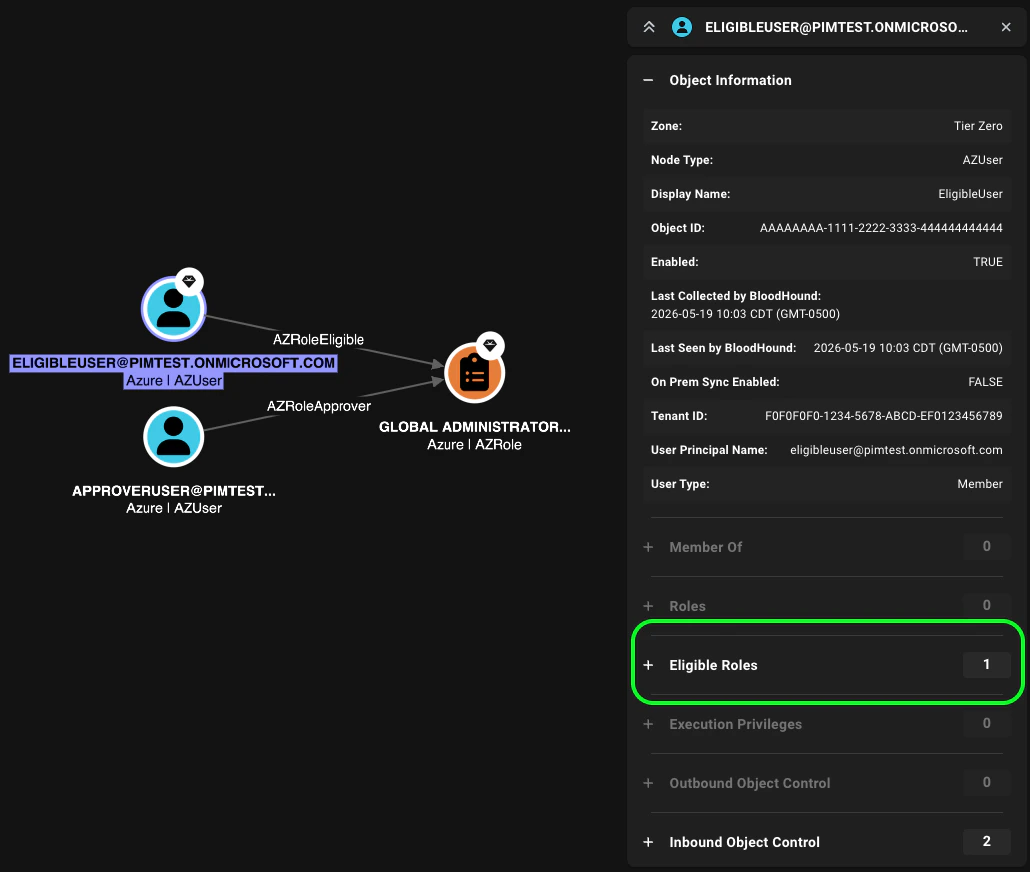 Screenshot of Eligible Roles accordion in the Entity Panel