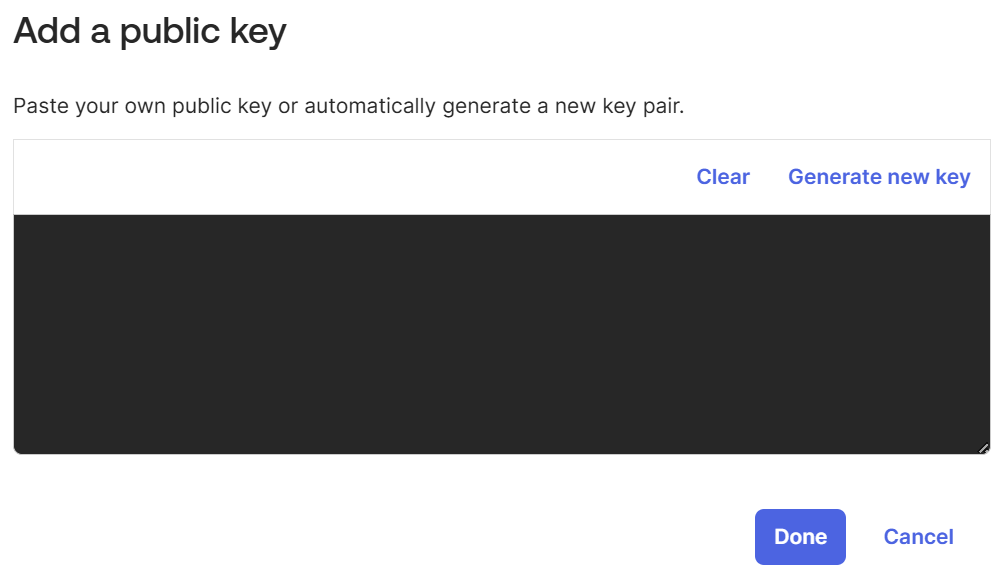 Add a public key dialog