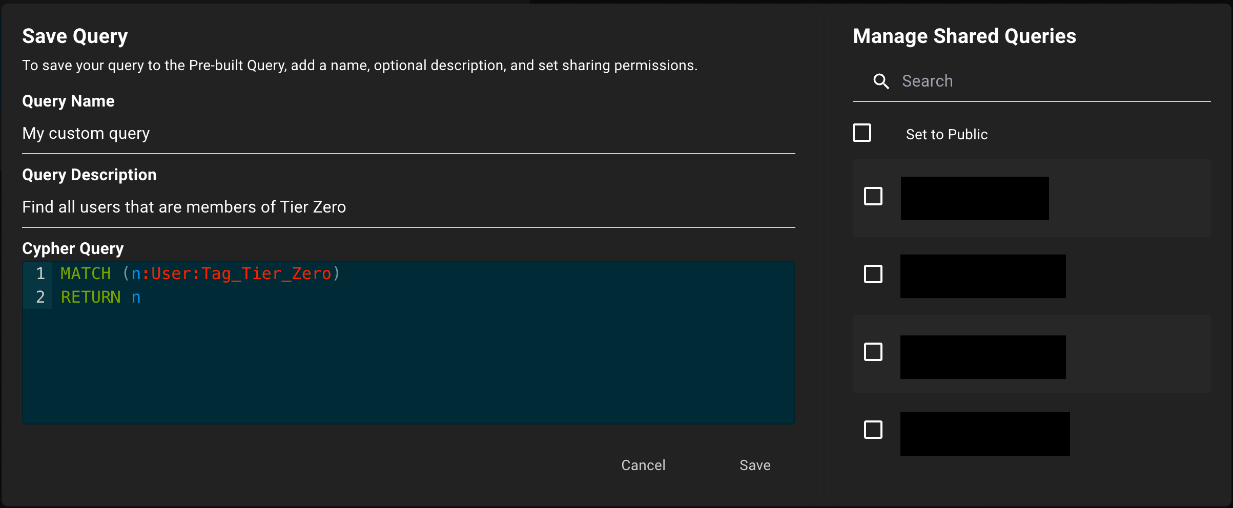 Save query dialog
