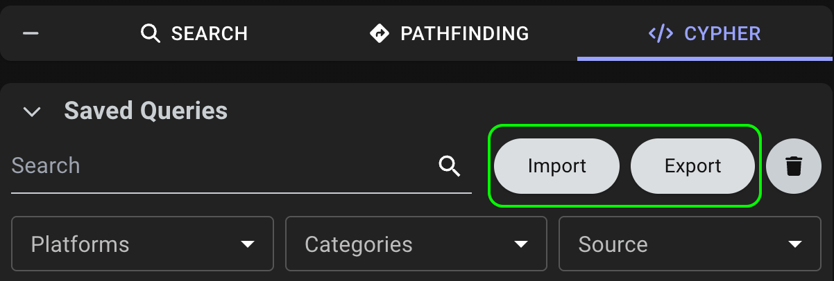 Import and export queries