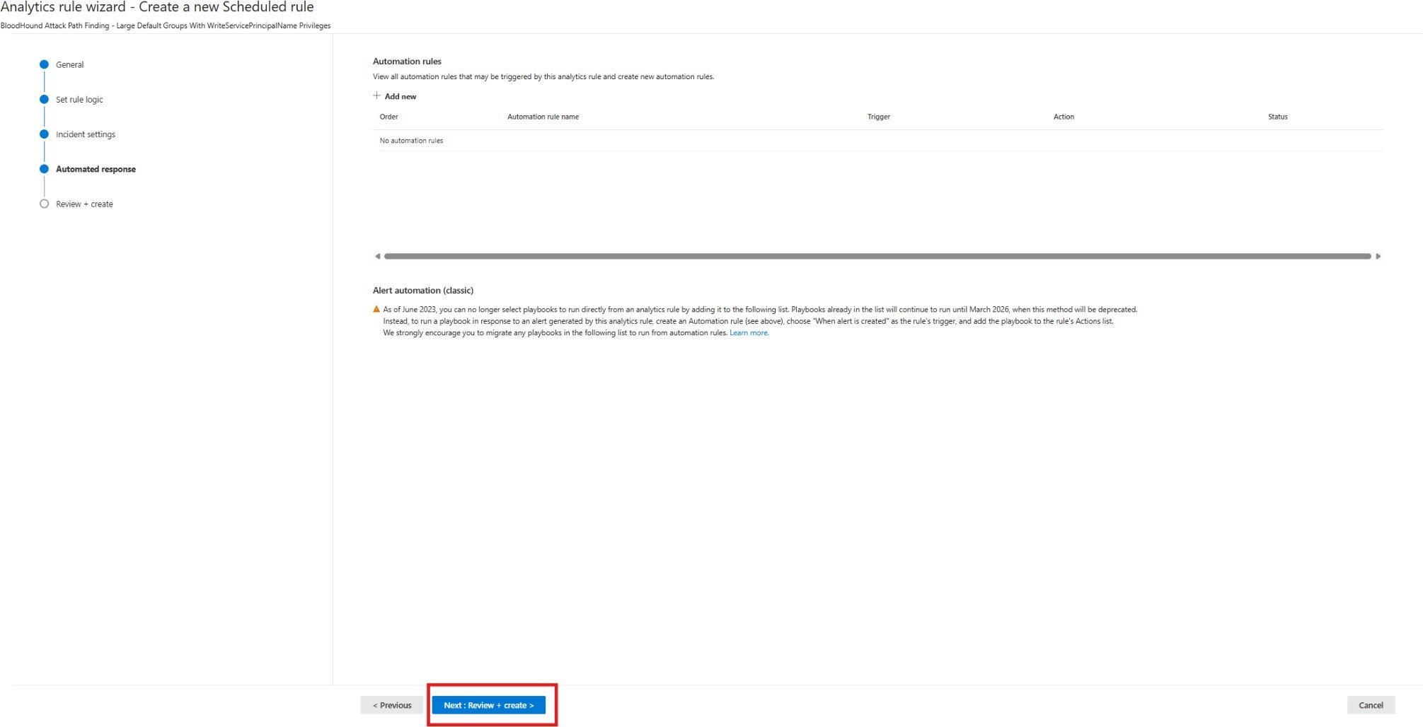 Review + Create