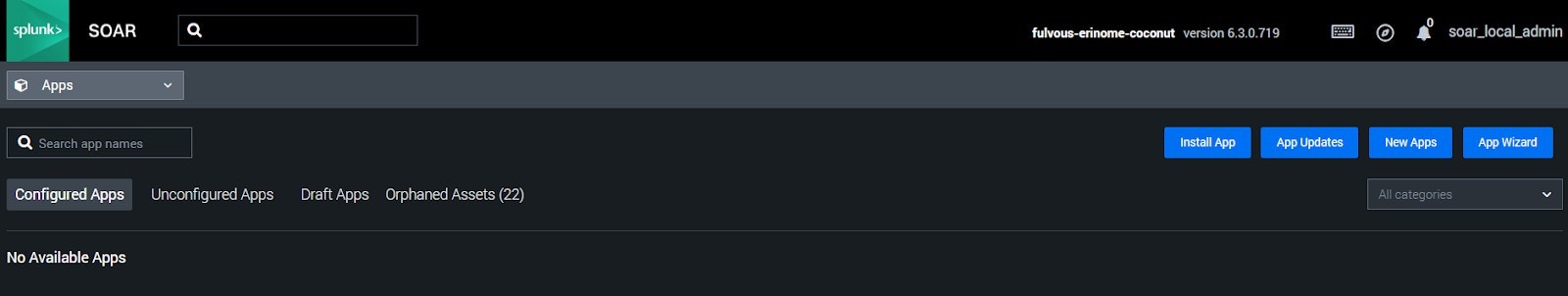 Splunk SOAR app search box