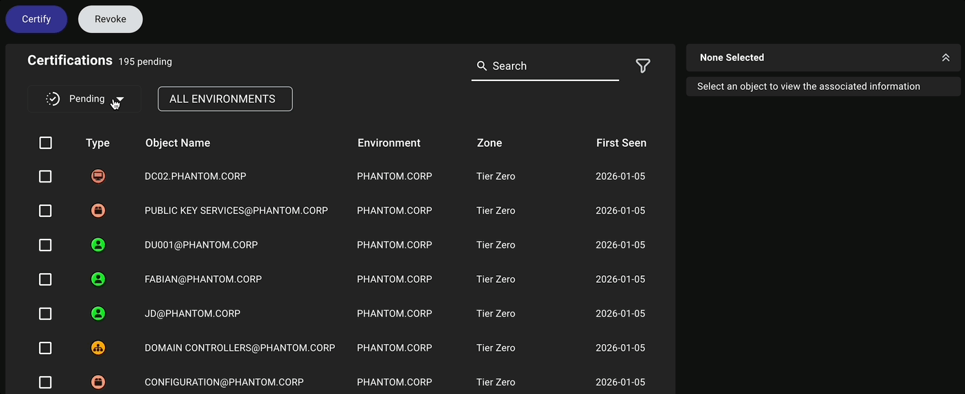 An animated view of the Zone Builder certification status filter