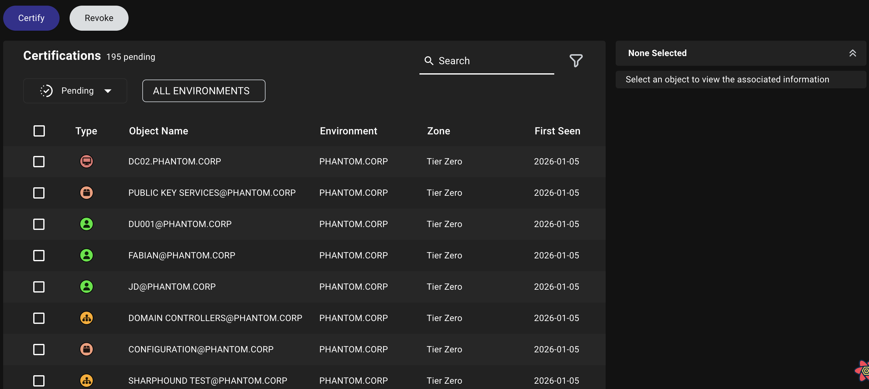 A view of the Zone Builder certification tab