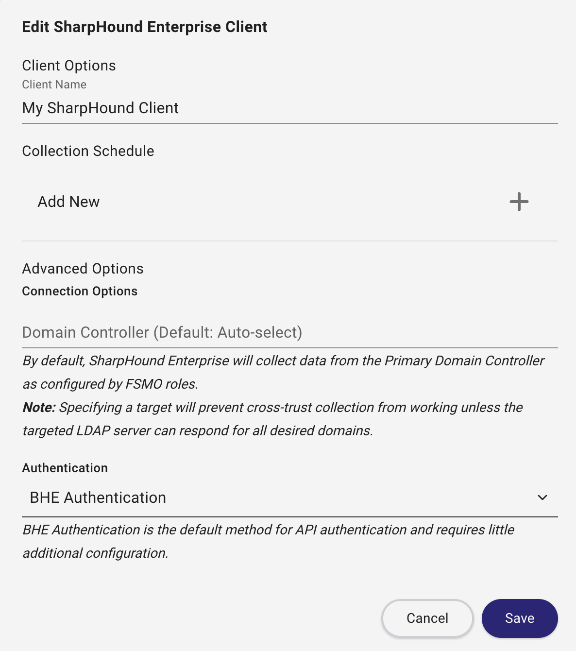 Click the plus icon to add a new collection schedule
