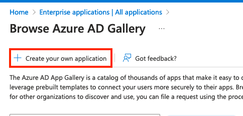 Create your own application option in Entra ID