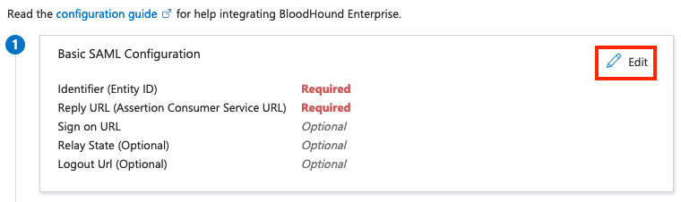 Edit button in the Basic SAML Configuration section