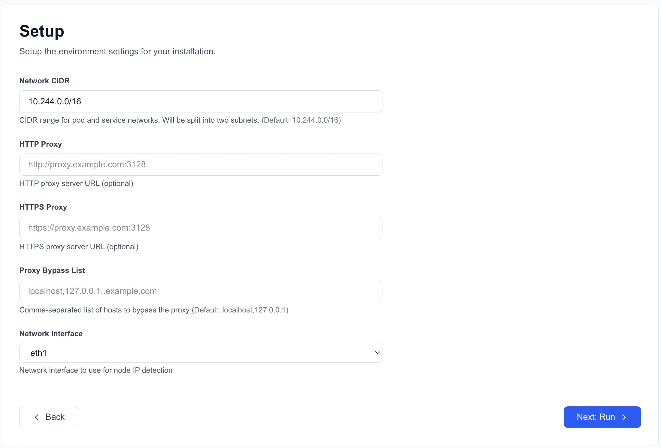 A screenshot showing the setup step of the BloodHound Enterprise web-based installer
