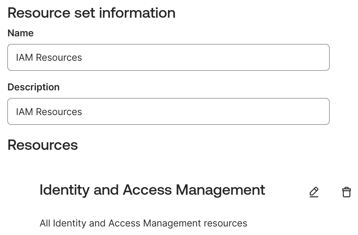 Resource set IAM Resources containing all Identity and Access Management resources