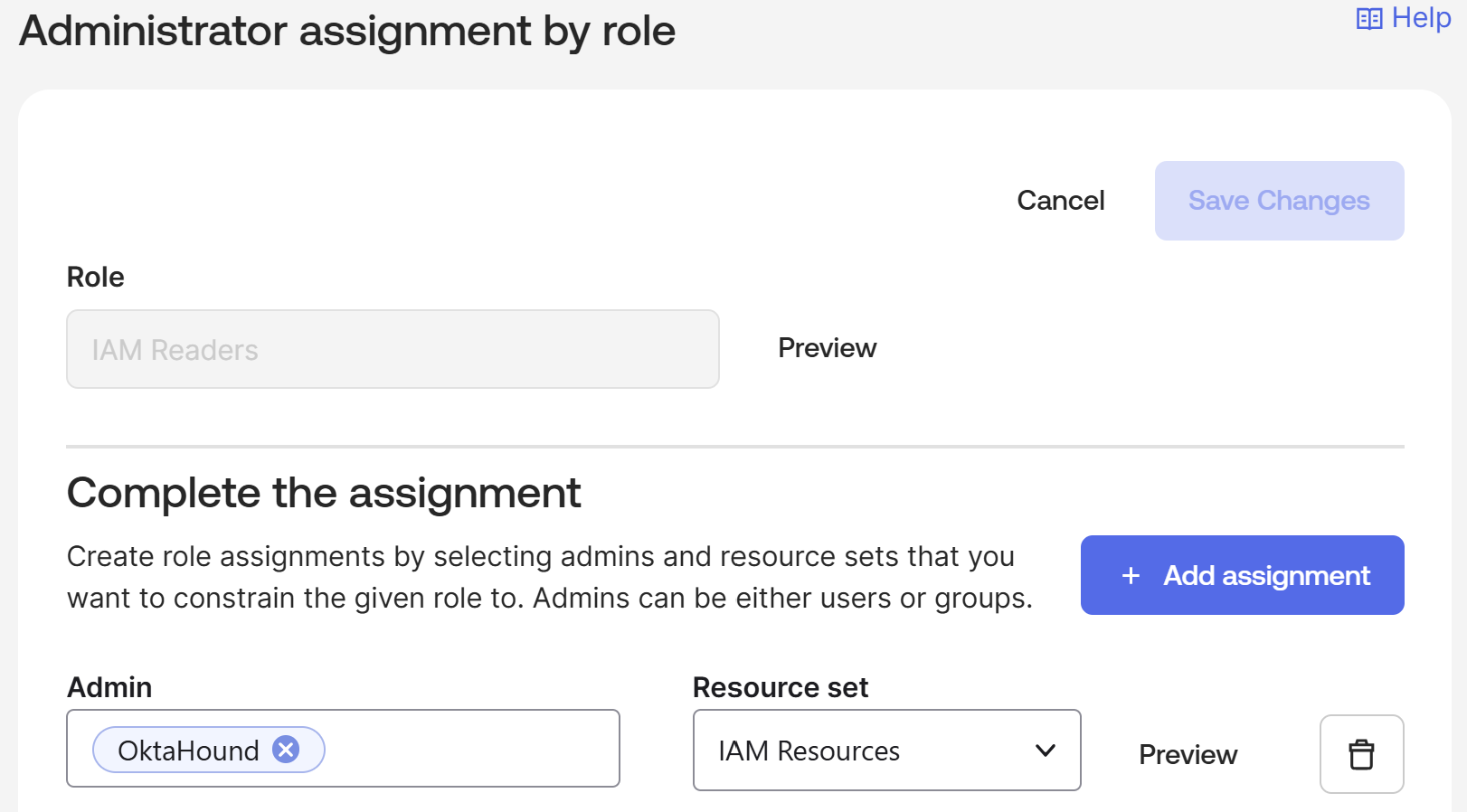 IAM Readers role assigned to the OpenHound application, scoped to the IAM Resources resource set