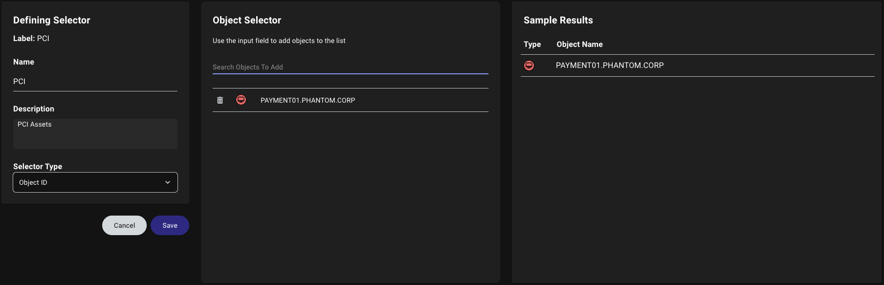 Define a selector for the privilege zone label