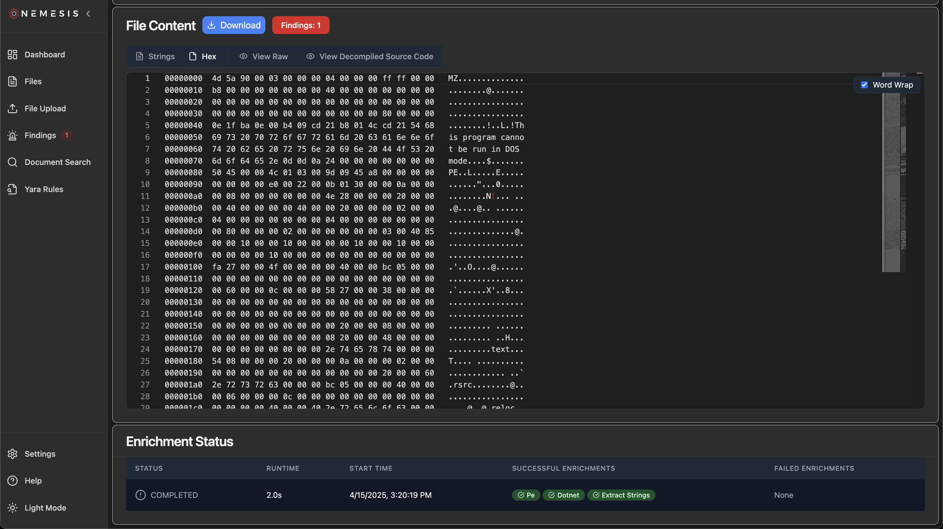 Nemesis File Details Enrichments