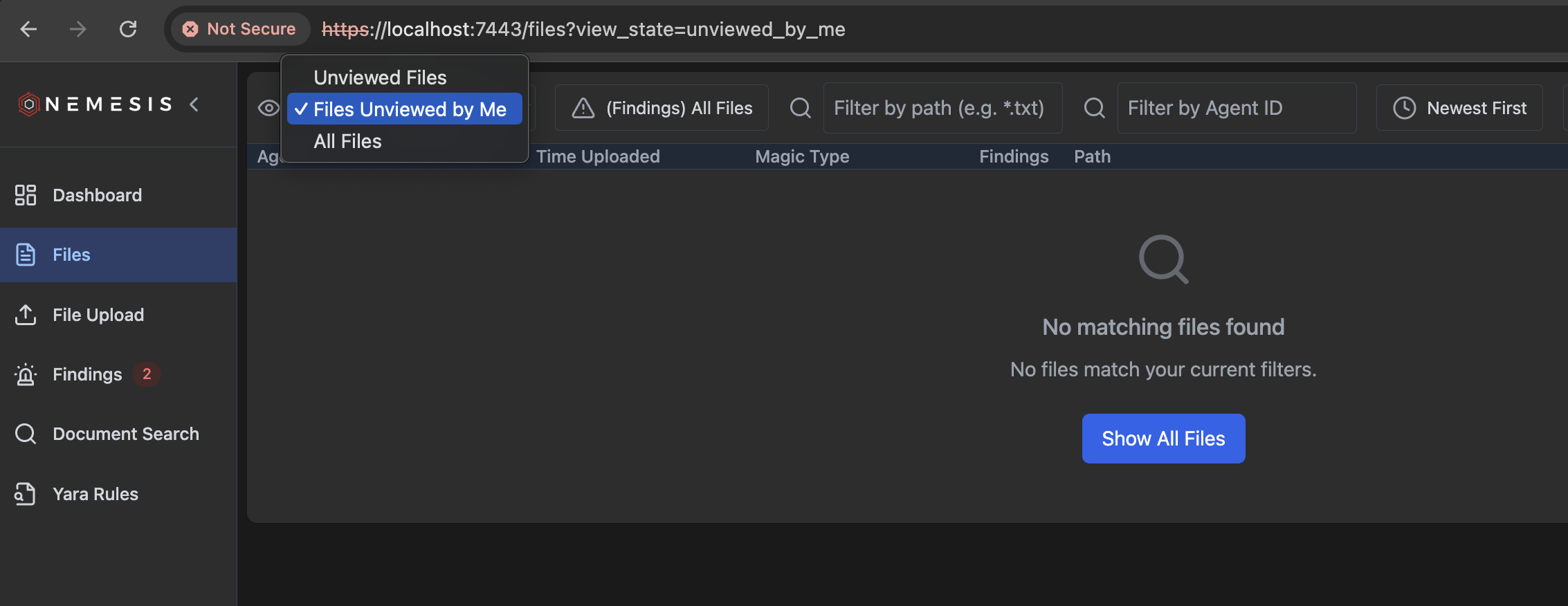 Nemesis Dashboard File View State