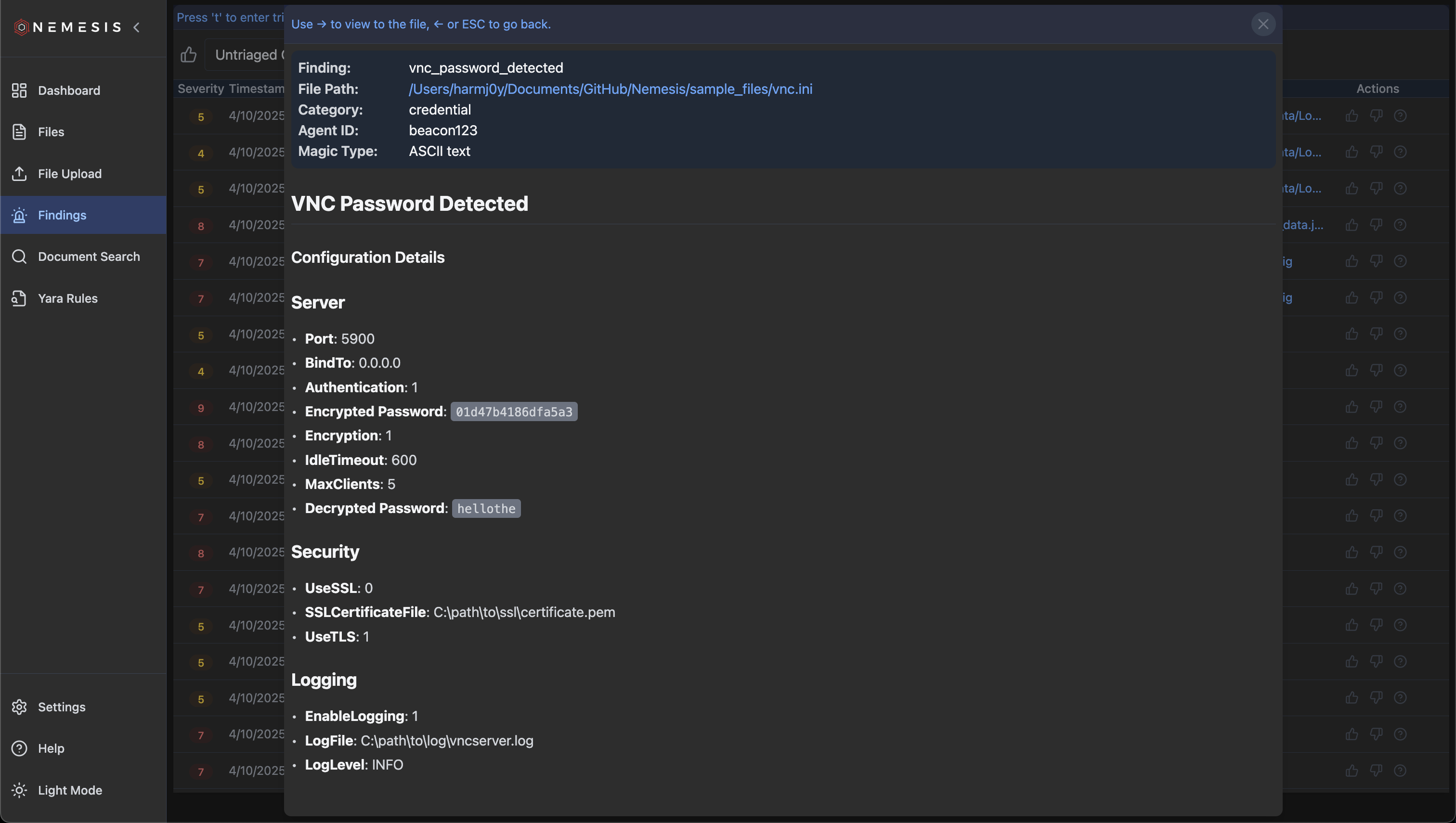 Nemesis Finding Details