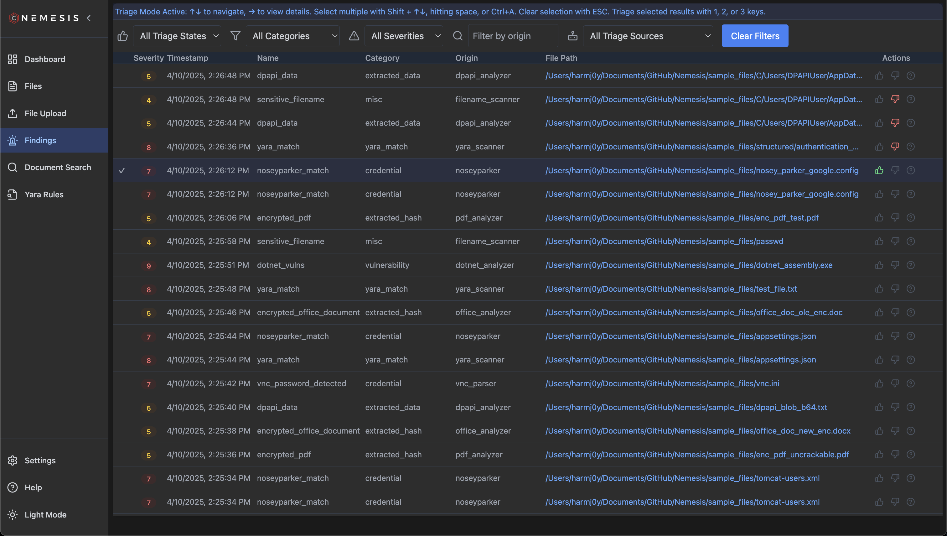 Nemesis Finding Triage