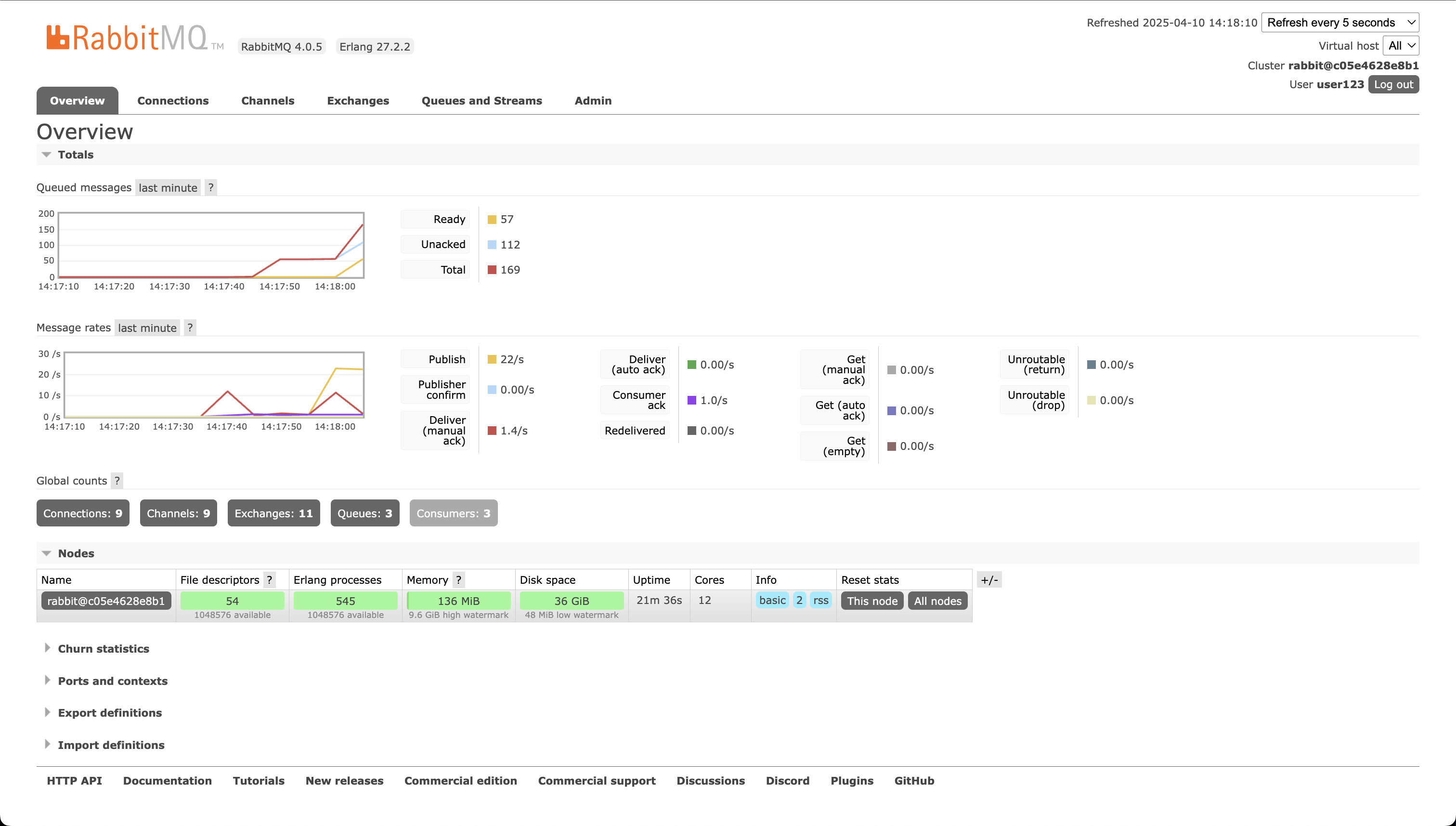 RabbitMQ Dashboard