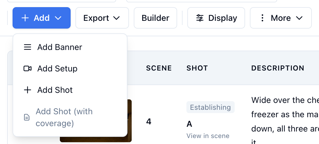 The Add menu