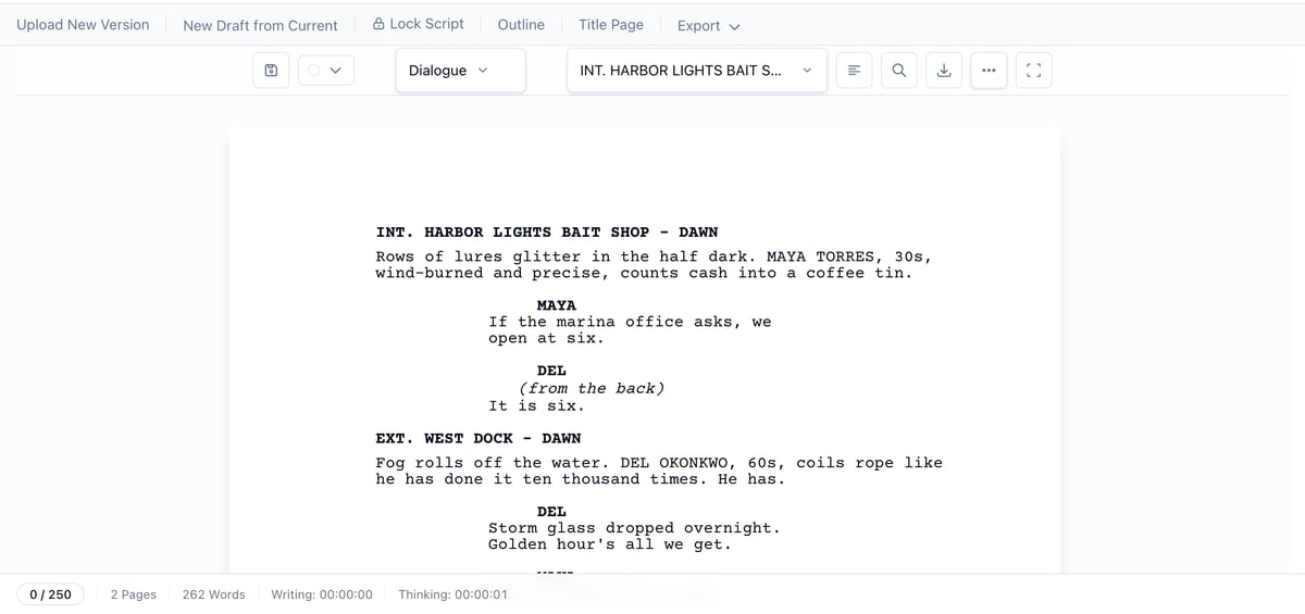 The script editor before locking, with the Lock Script button in the header row