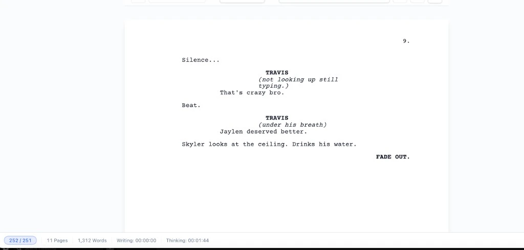 Writing stats status bar at the bottom of the script editor