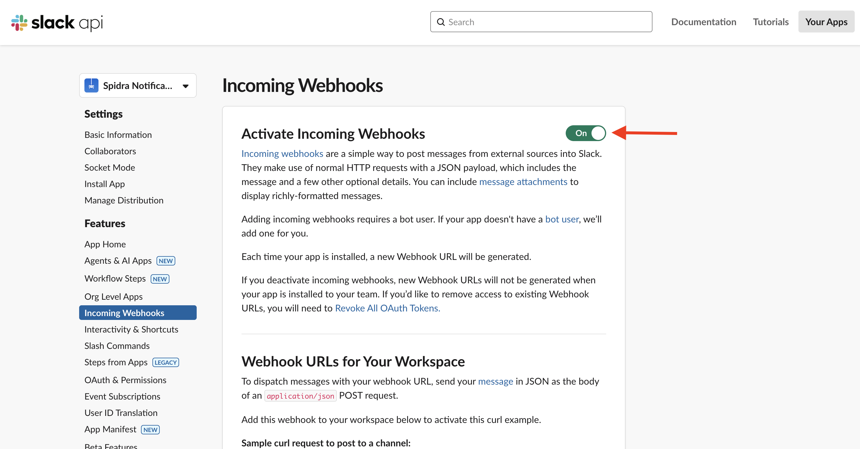 Enable Incoming Webhooks