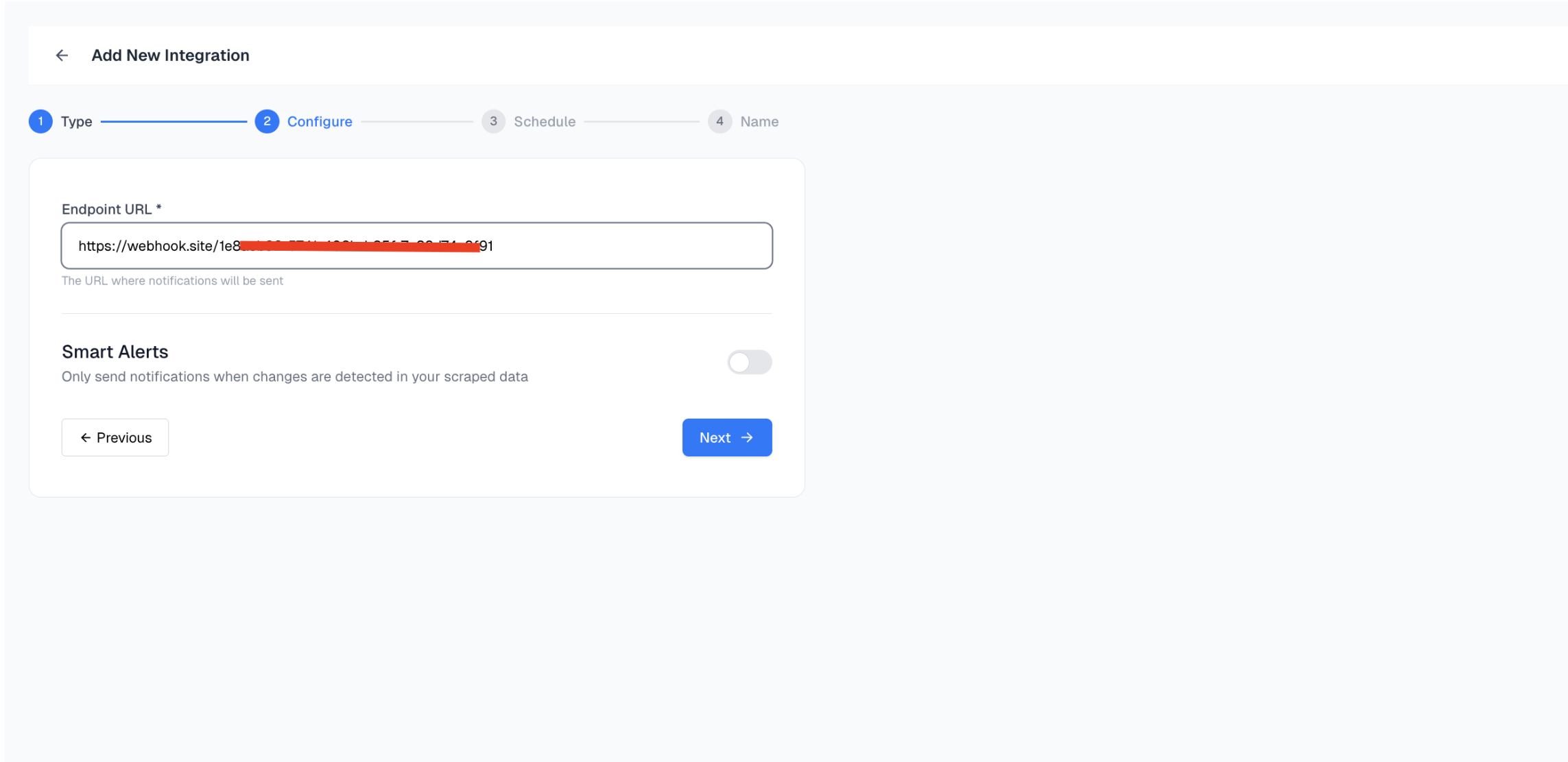 Clicking Add Integration in Spidra dashboard