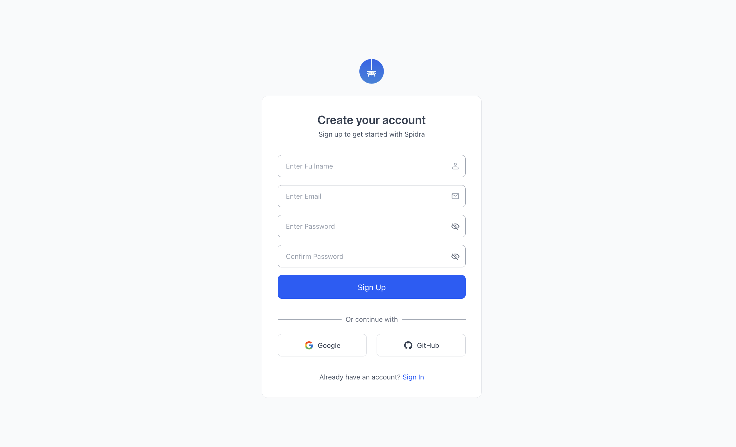 Sign up or log in using Google or GitHub