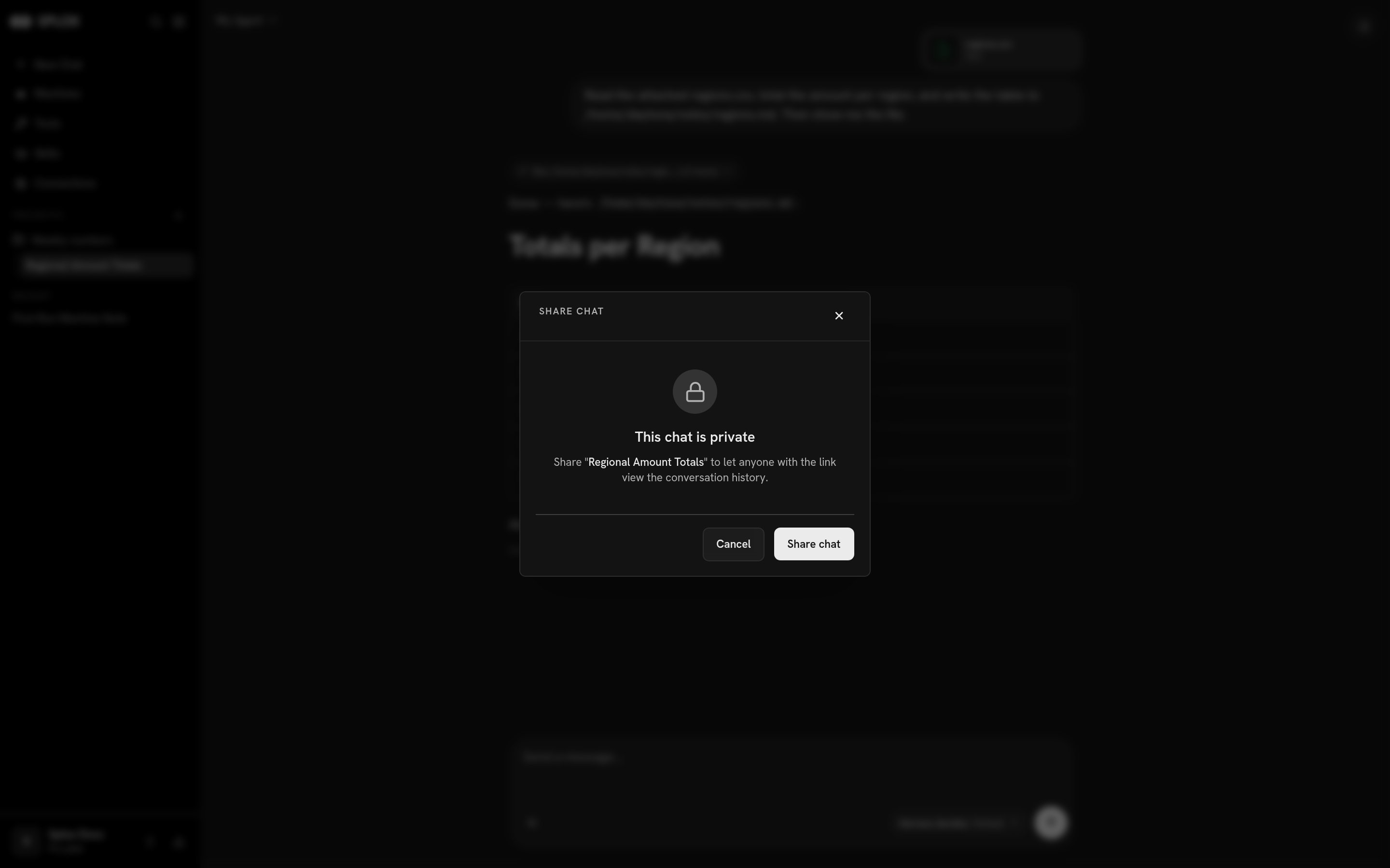 The Share chat dialog