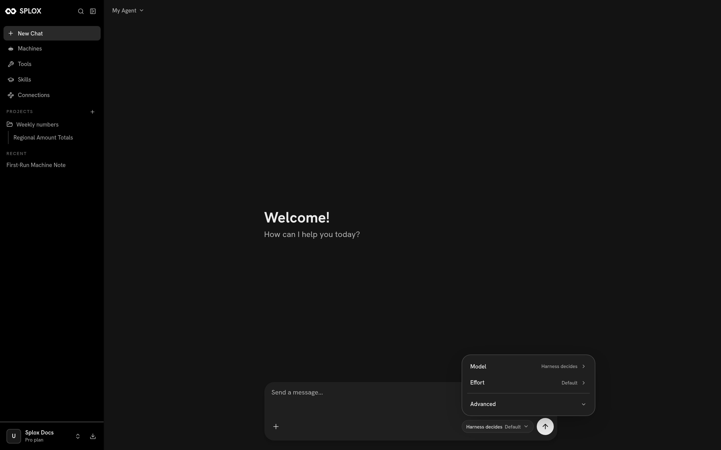 The composer with the run configuration popover open