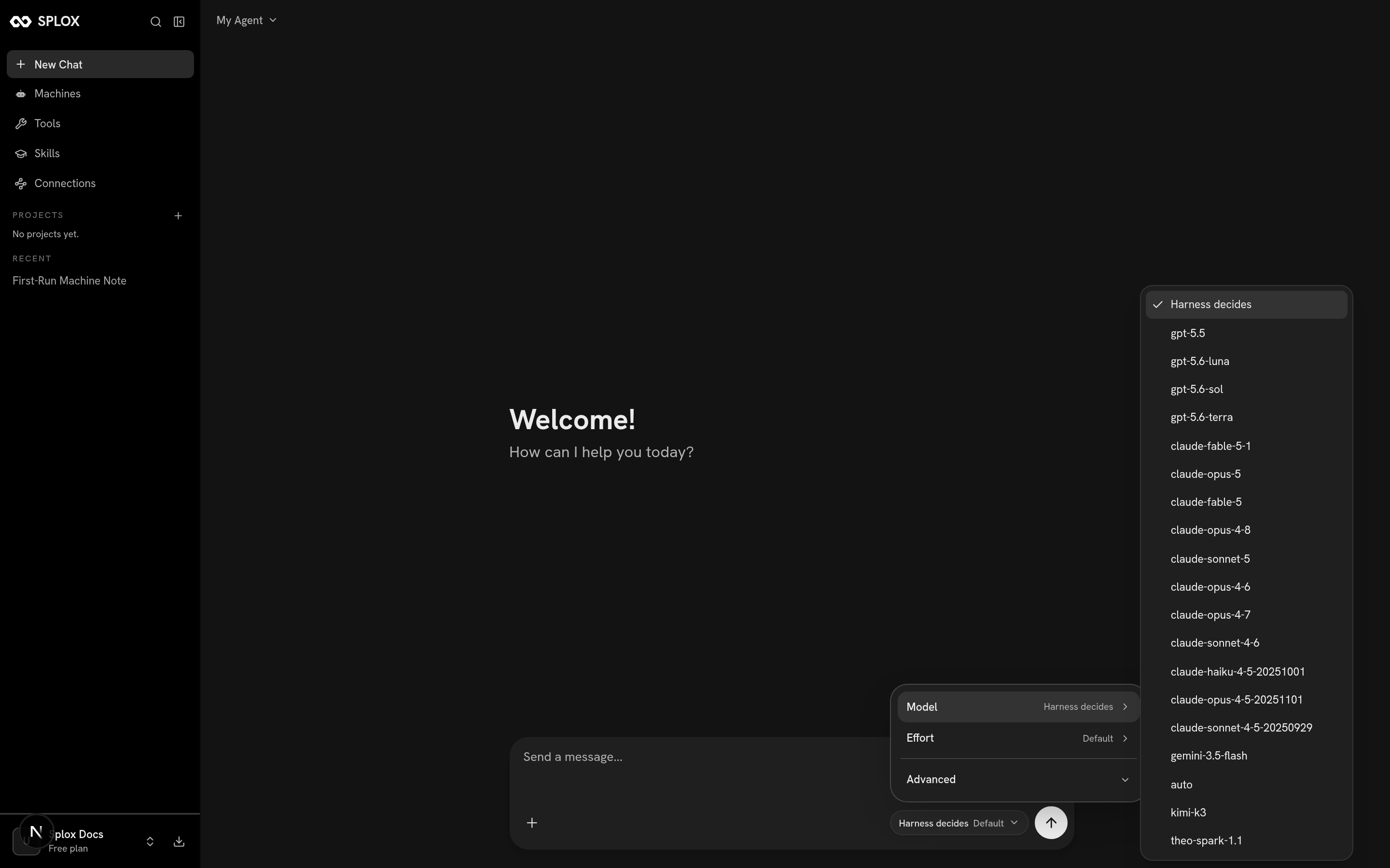 The Splox model picker