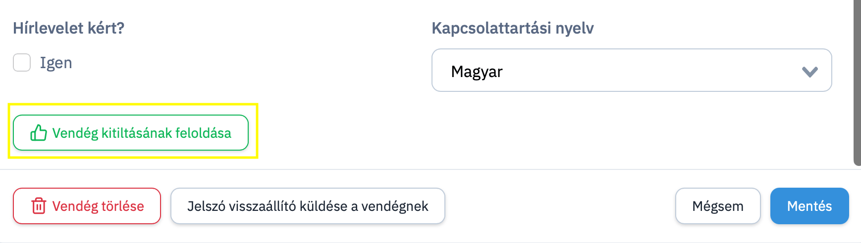 Kitiltás Feloldása Gomb Kitiltás Feloldása Gomb