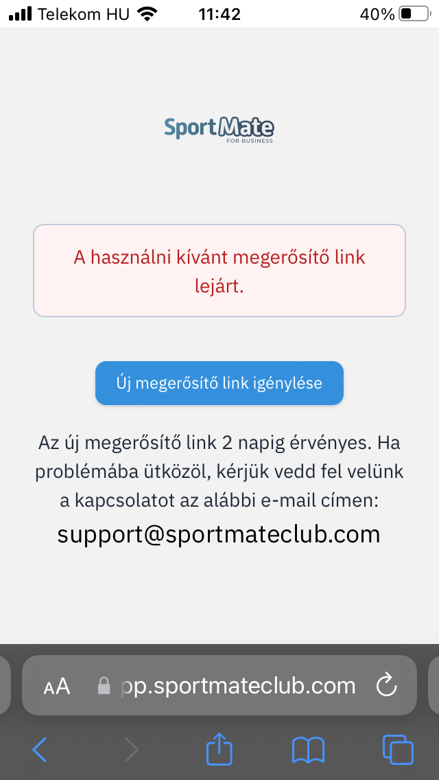 Megerősítő Link Lejárt