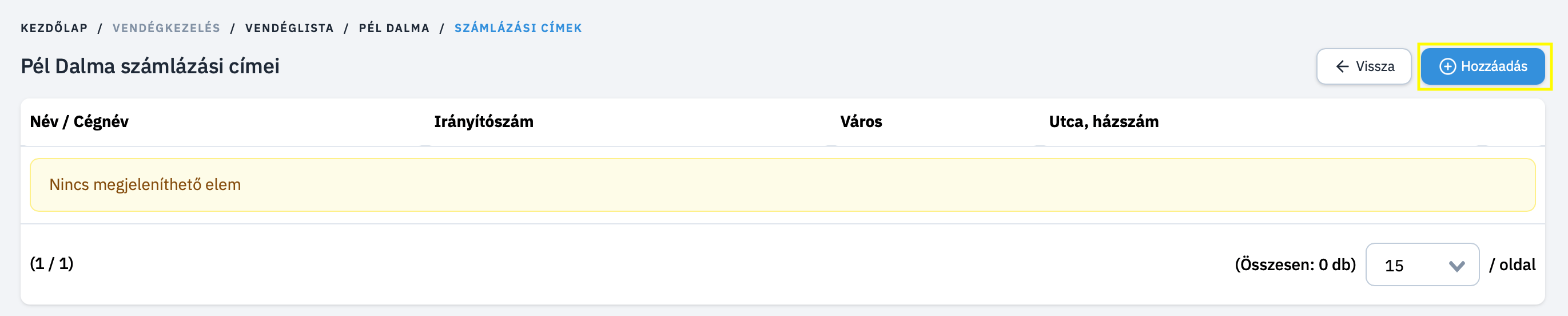 Számlázási Adat Hozzáadása