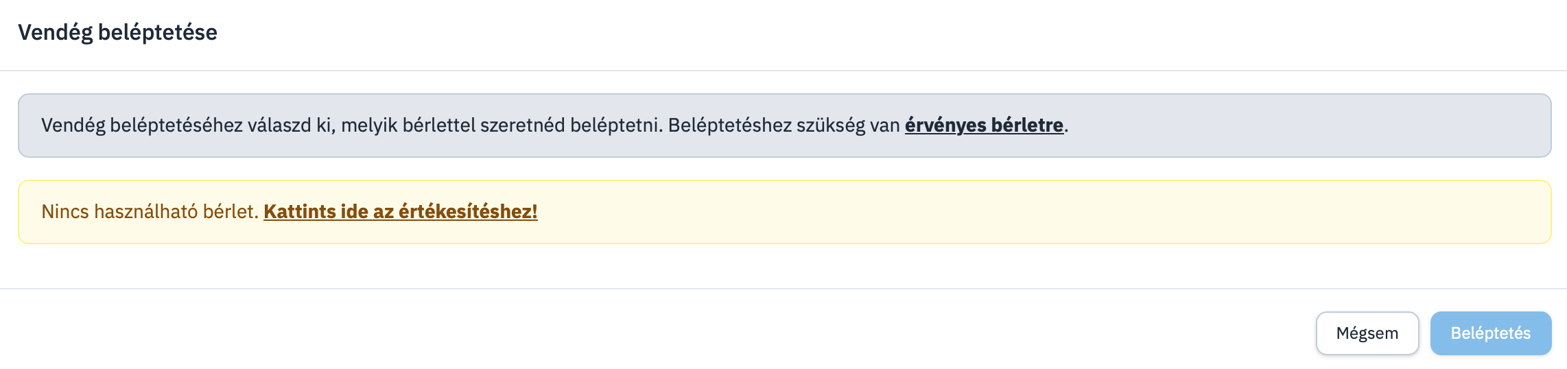 Vendég Beléptetése Ablak
