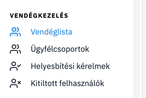 Vendégkezelés Vendéglista