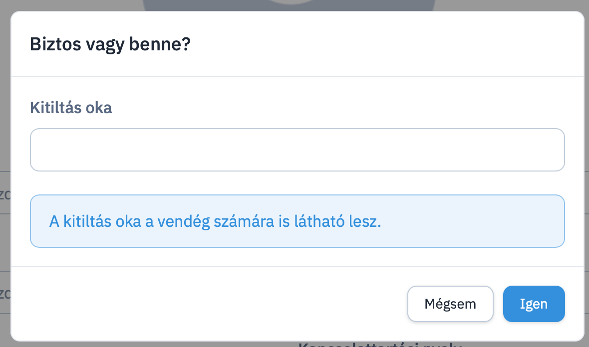 Vendégkitiltás Ablak Vendégkitiltás Ablak