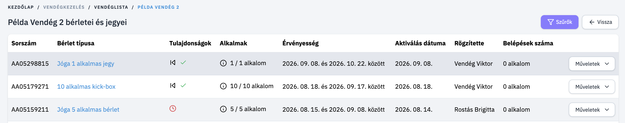 Bérlet Módosítás 1