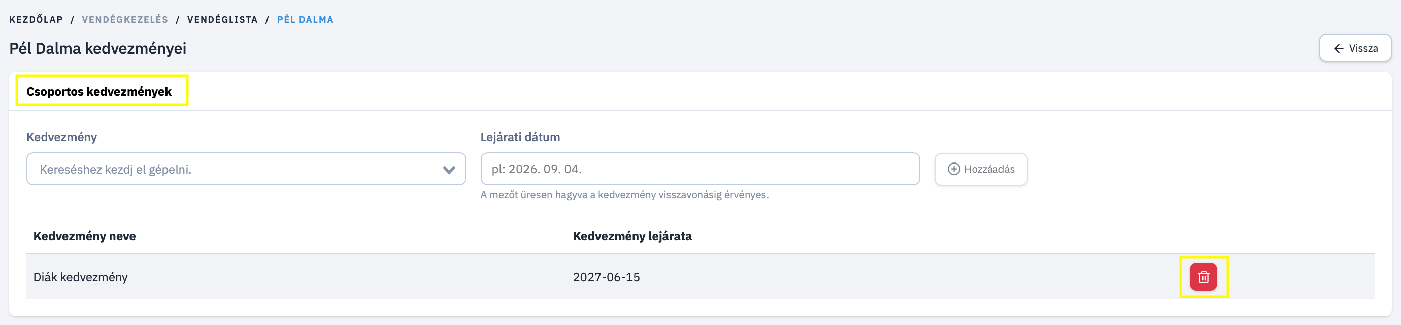 Csoportos Kedvezmény Egyénileg Törlése