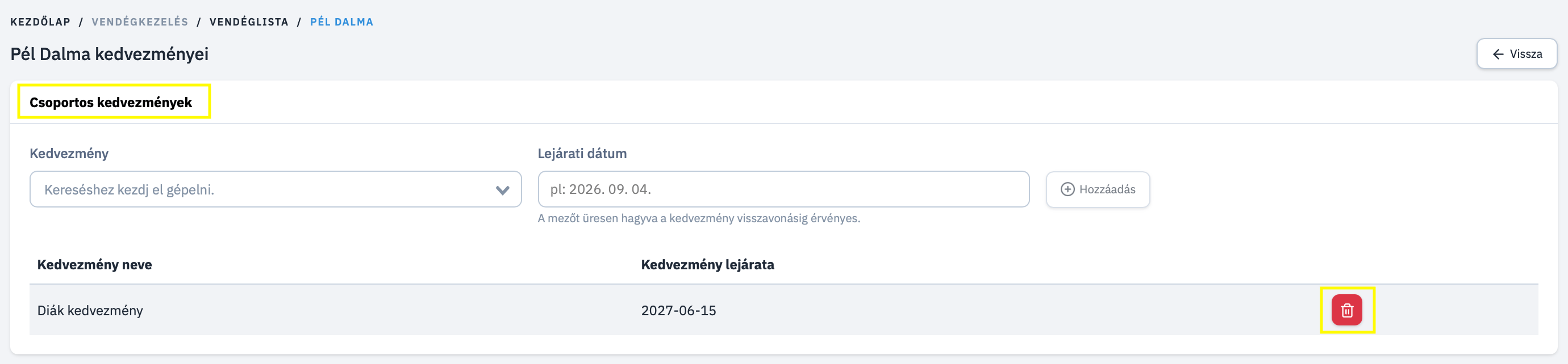 Csoportos Kedvezmény Egyénileg Törlése