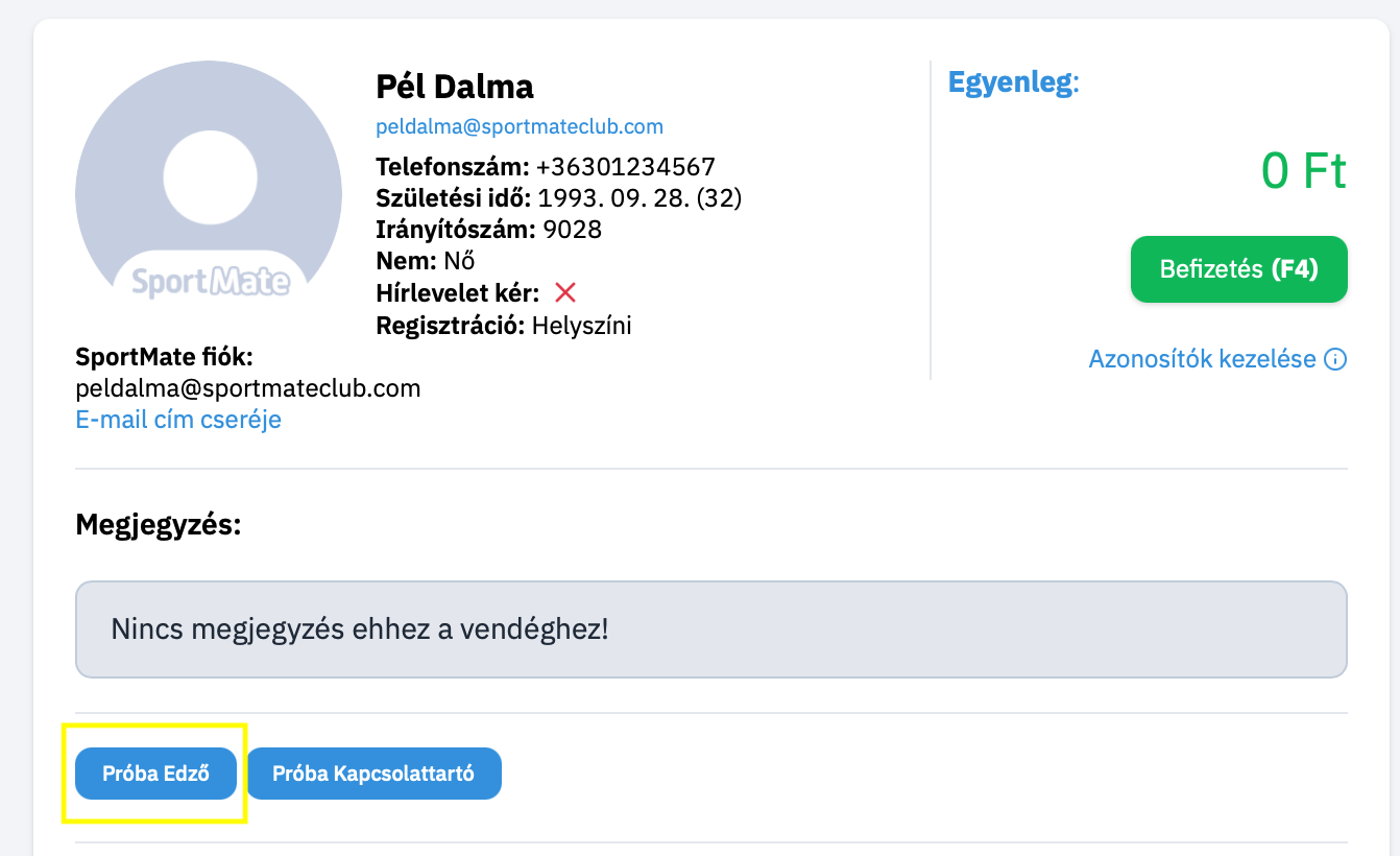 Edző Megjelenítése Edző Megjelenítése