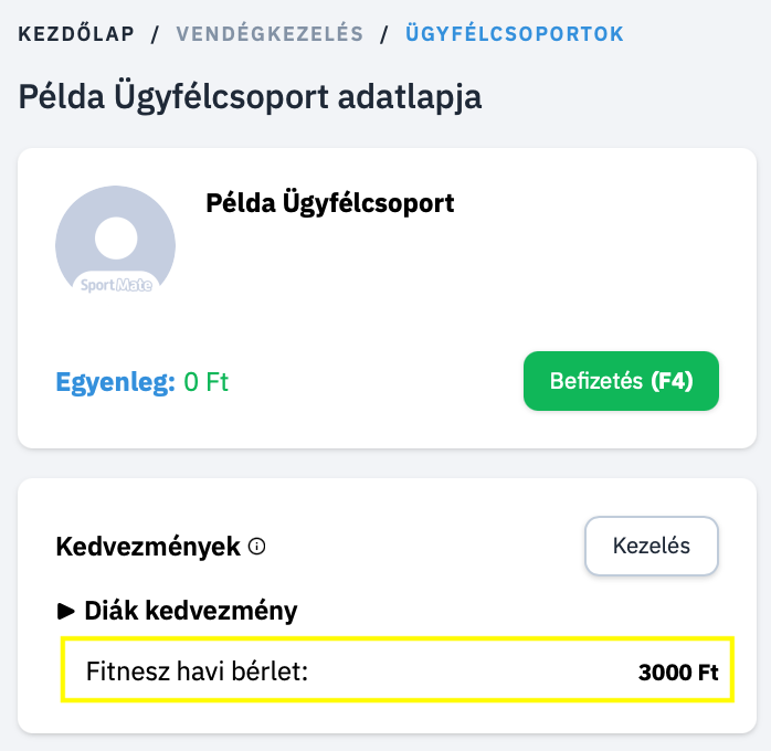 Egyedi Kedvezmény Ügyfélcsoporton