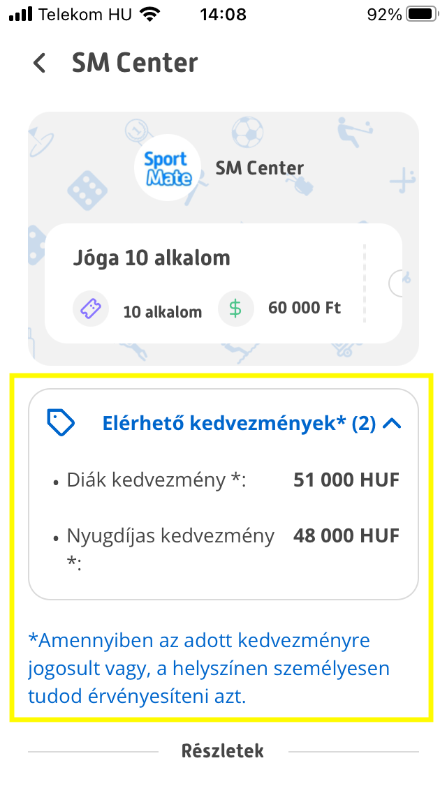 Elérhető Kedvezmények App