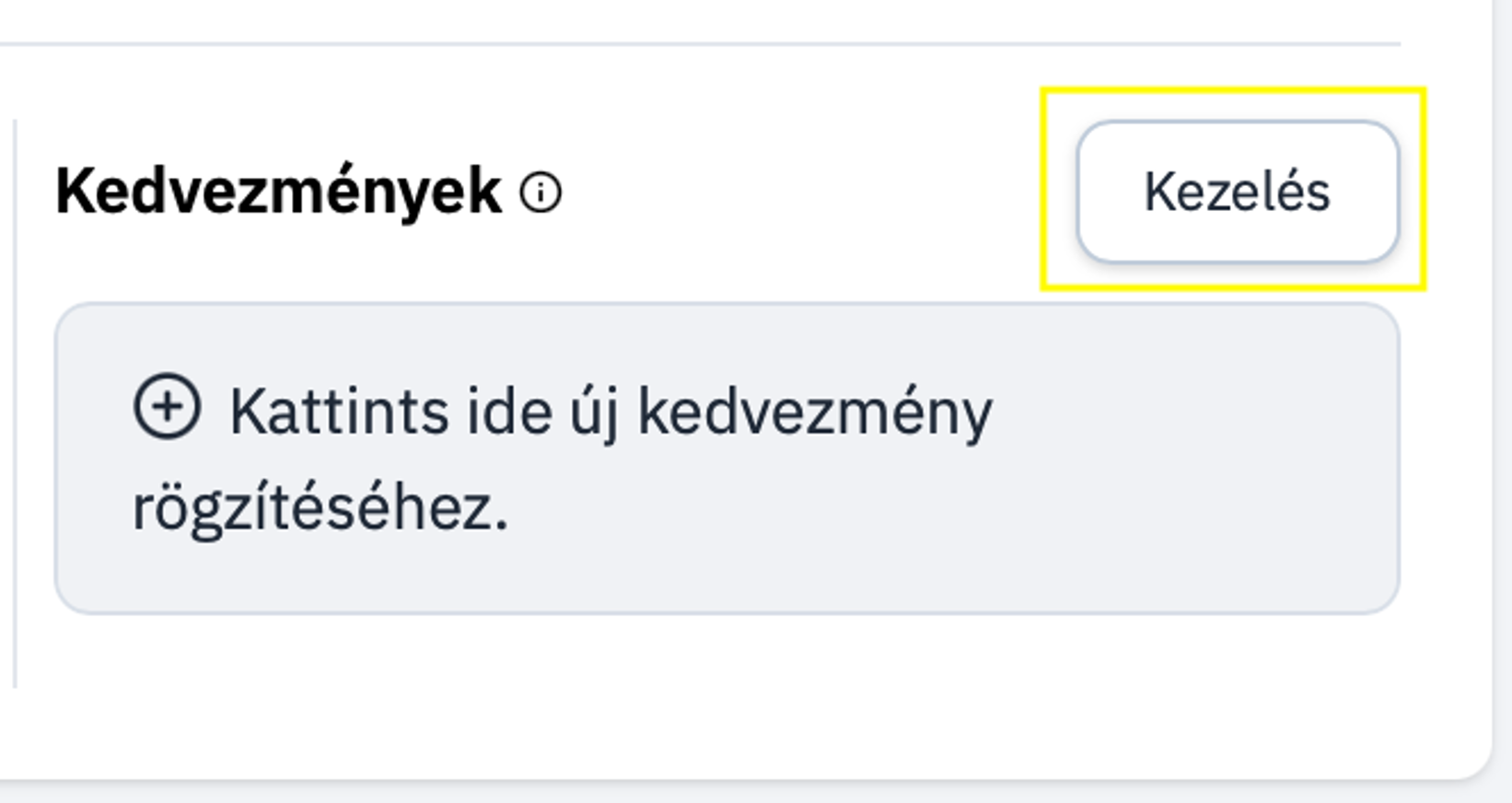 Kedvezmény Kezelése