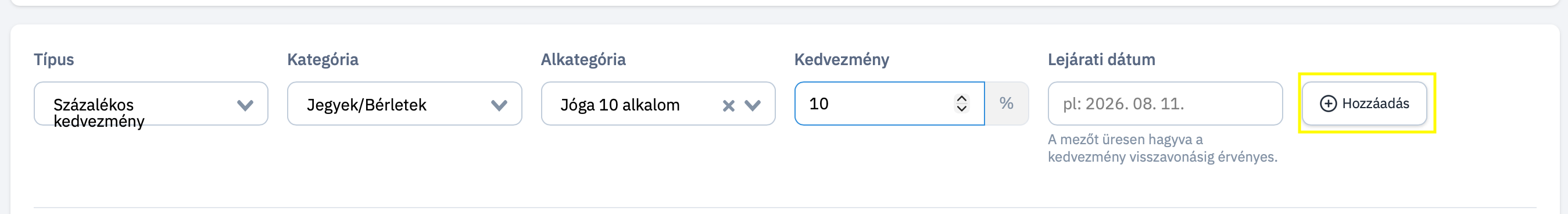 Kedvezmény Kialakítása És Hozzáadása