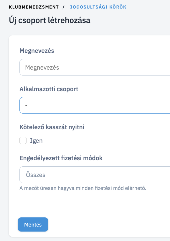 Új Csoport Létrehozása