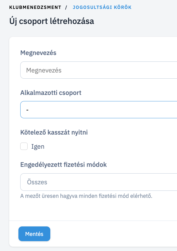 Új Csoport Létrehozása