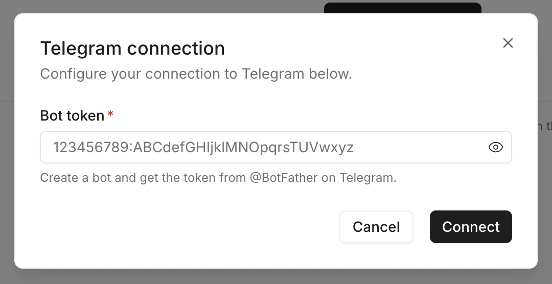 Noxus Telegram connection dialog