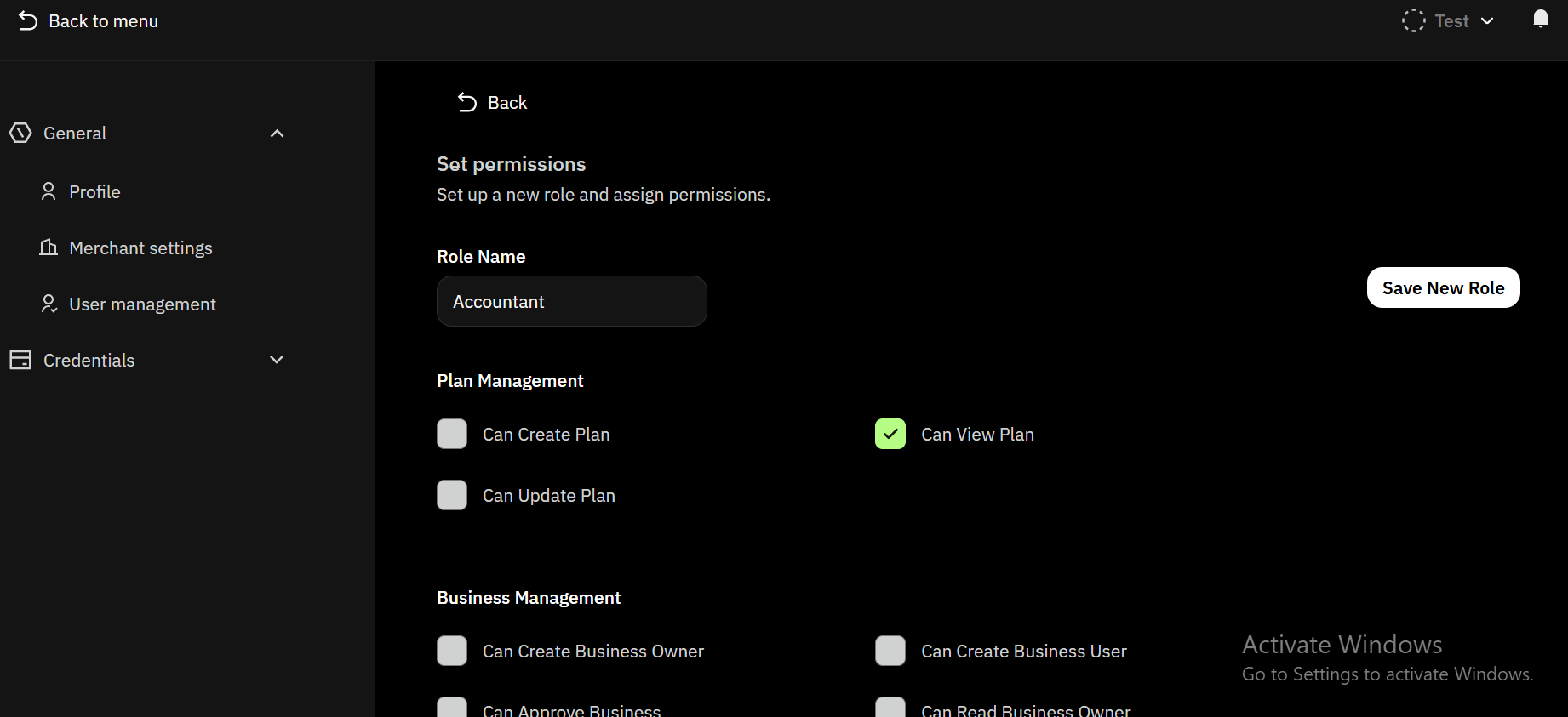 Main dashboard interface