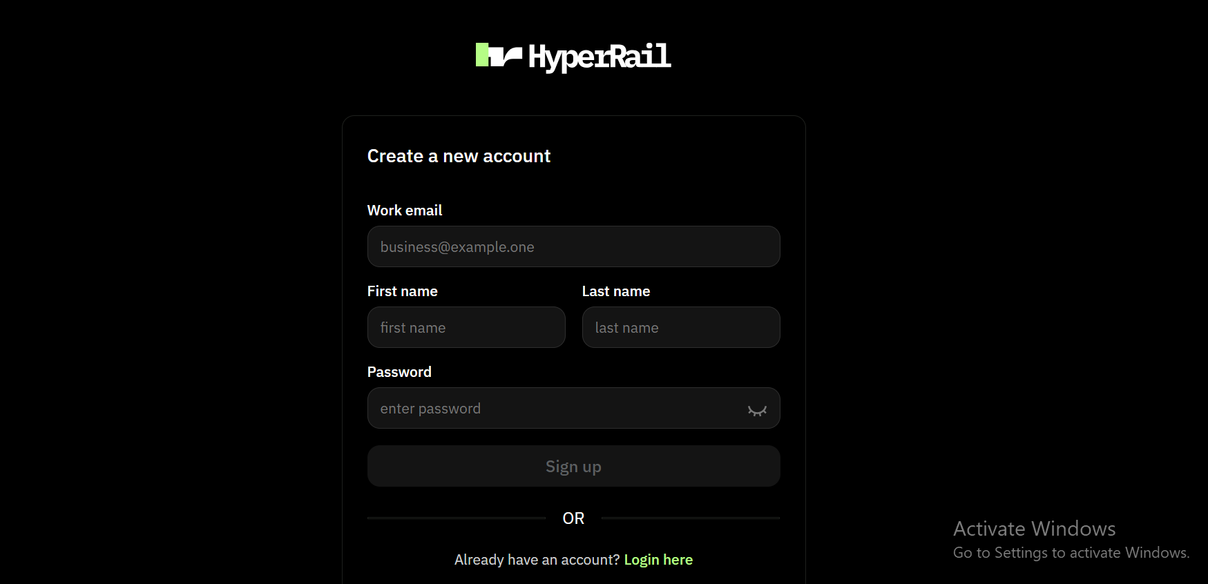Main dashboard interface