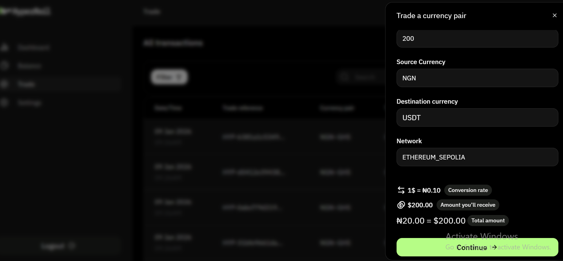 Main dashboard interface